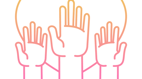 hands in the air to signify being a volunteer