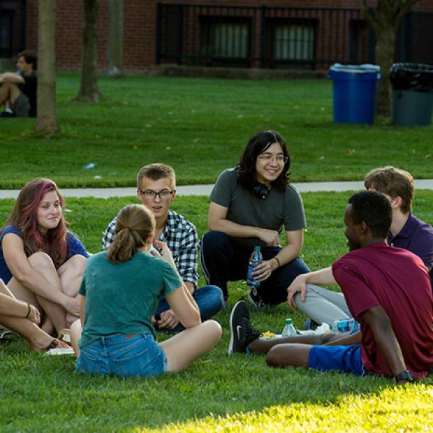 Students at campus picnic
