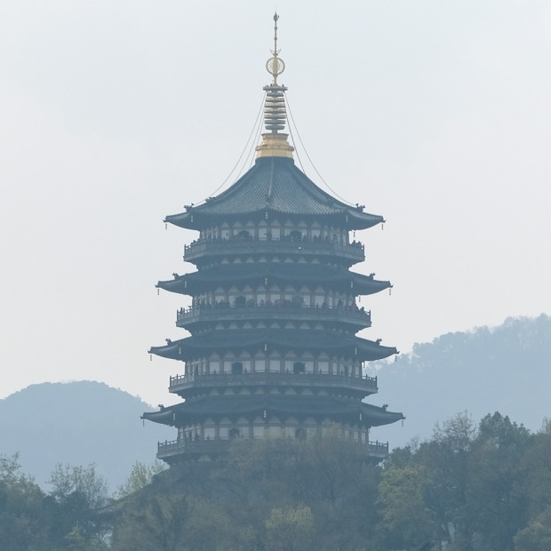 Round Chinese building on a cloudy day
