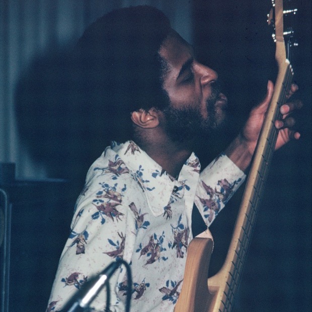 Dartanyan Brown plays bass guitar with his eyes closed