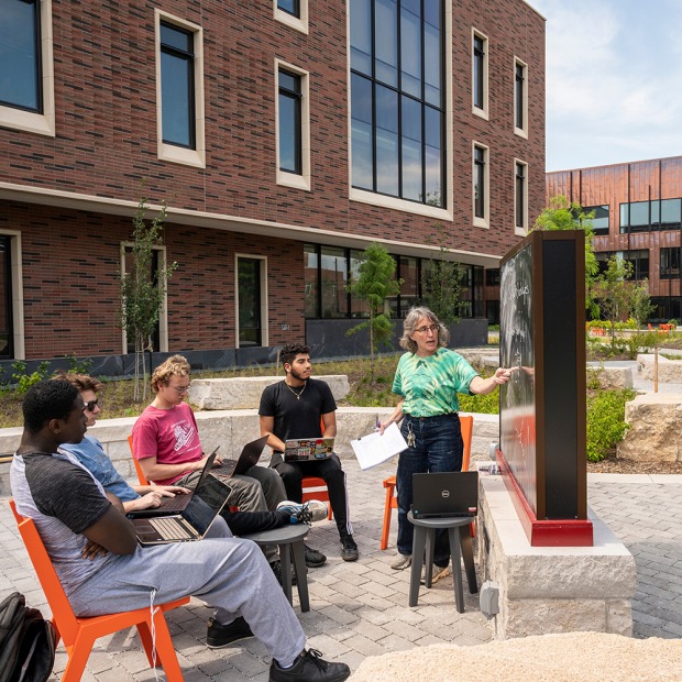 chemistry class in outdoor classroom
