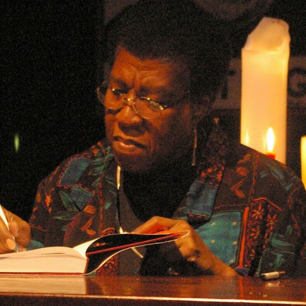 Octavia Butler signing a book