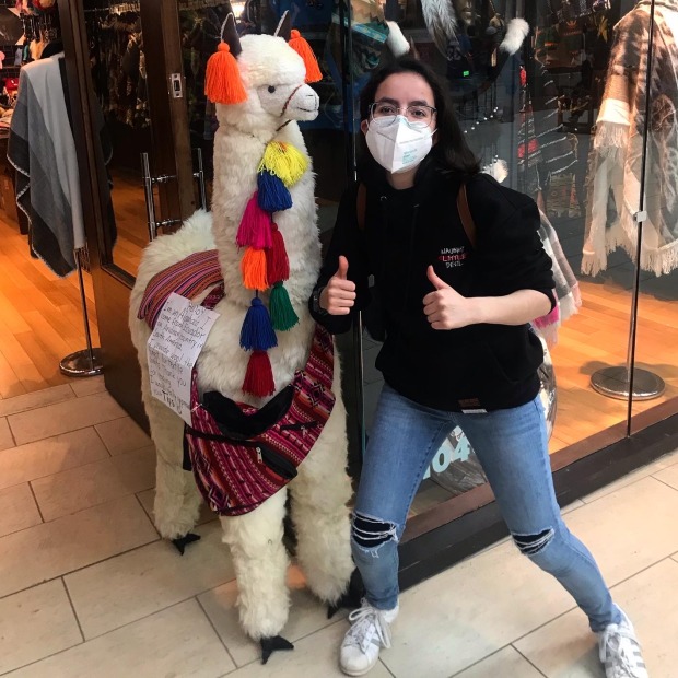 Elisa Carrasco Lanusse and an alpaca