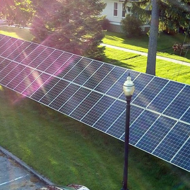 Solar array near the campus garden