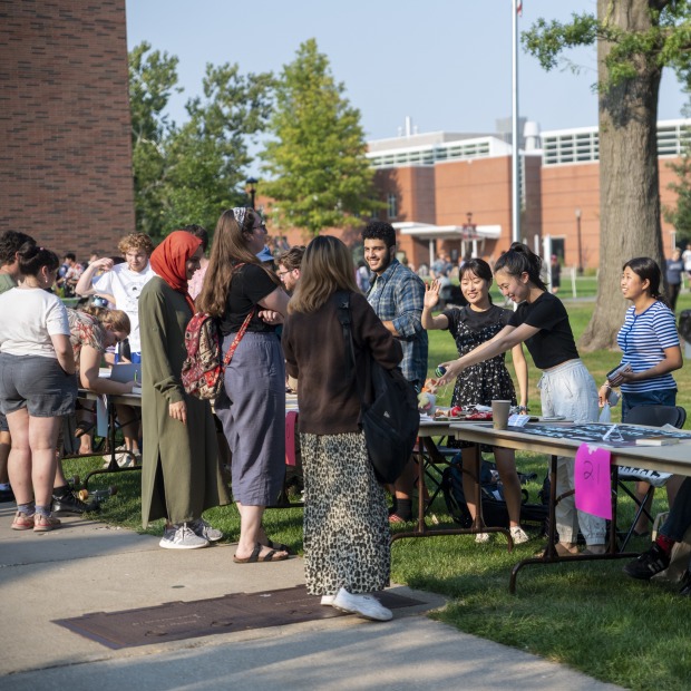 Students at the Student Org Fair on campus 