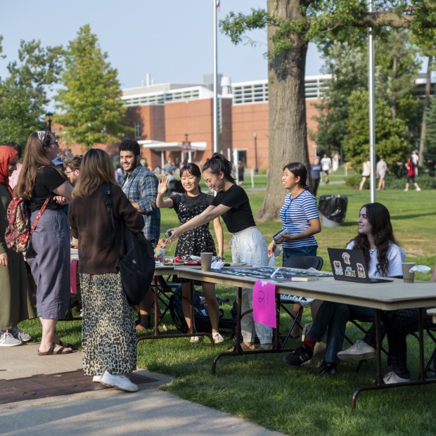 Students at the Student Org Fair on campus 