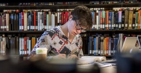 Student studying in Burling Library