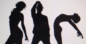 Dark outline of dancers
