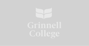 Grinnell College, white on a gray background.