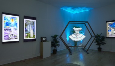 White dress displayed at Fitchburg Art Museum