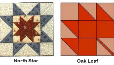 Sample images of North Star and Oak Leaf quilt boards
