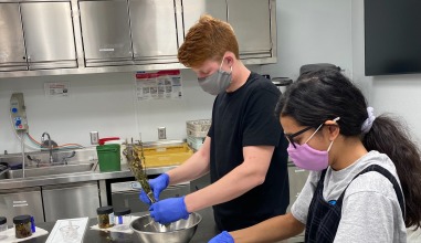 Students work in Global Kitchen