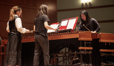 The Grinnell College Percussion Ensemble spring performance in Sebring-Lewis Hall May 9, 2023.