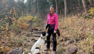 Micki Behounek and her rescue dog Piper.