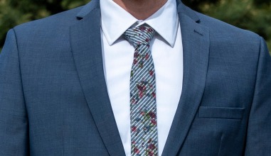 Closeup of a necktie and jacket