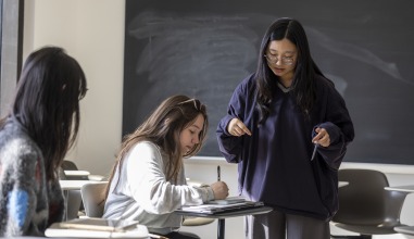 Rosy Bang '26 leads a Korean language course as part of the Alternate Language Study Option. 