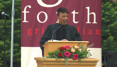 Dr. Bernice A. King speaking at 2022 Grinnell College Commencement 