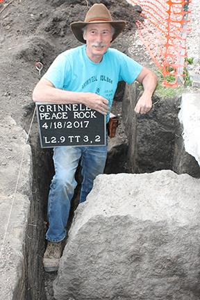 John Whittaker poses with the peace rock