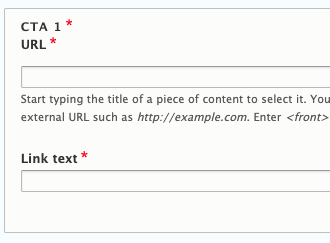 CTA fields for URL and link text