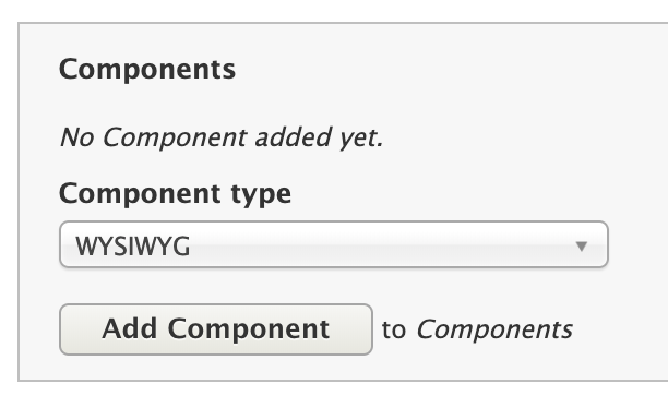 Components field set with WYSIWYG selected