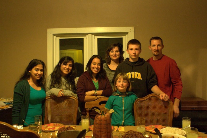 Thanksgiving dinner with her host family