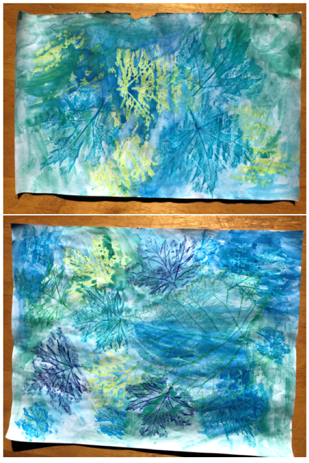 Rubbings with watercolor