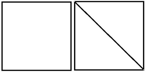 square and square bisected from upper left to lower right