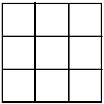 square split into 9 equal squares like tic-tac-toe board