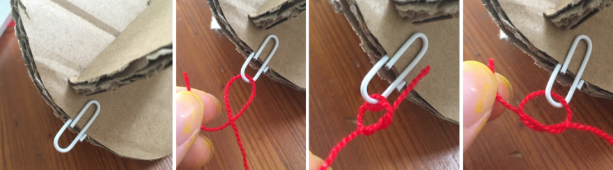 Images of tying a knot to a paper clip