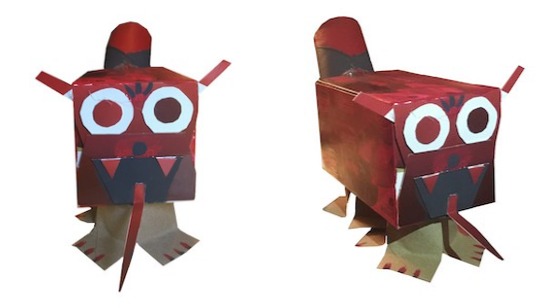A creature made of cardboard