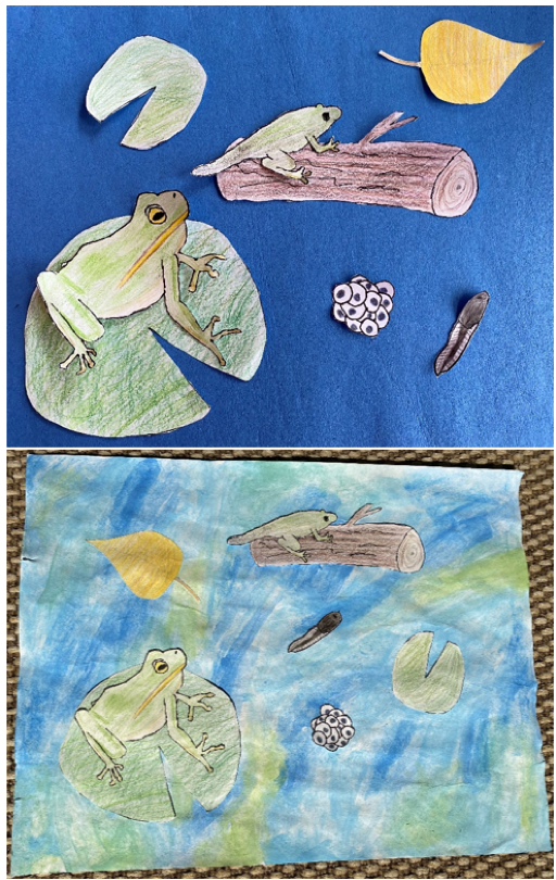 Examples of naturalist scenes in cut paper and drawing