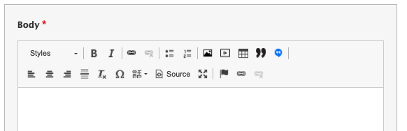 a WYSIWYG editor with two lines of icons
