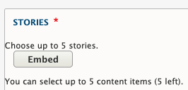 Embed button in a section labeled Stories