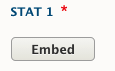 button that says Embed, labeled as Stat 1 and a red required asterisk