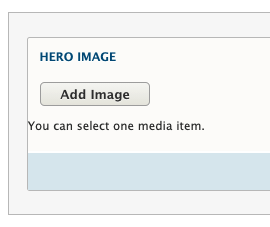 Hero image field with Add Image button