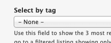 dropdown field labeled select by tag and defaulting to none.