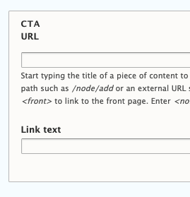 CTA fields for URL and link text