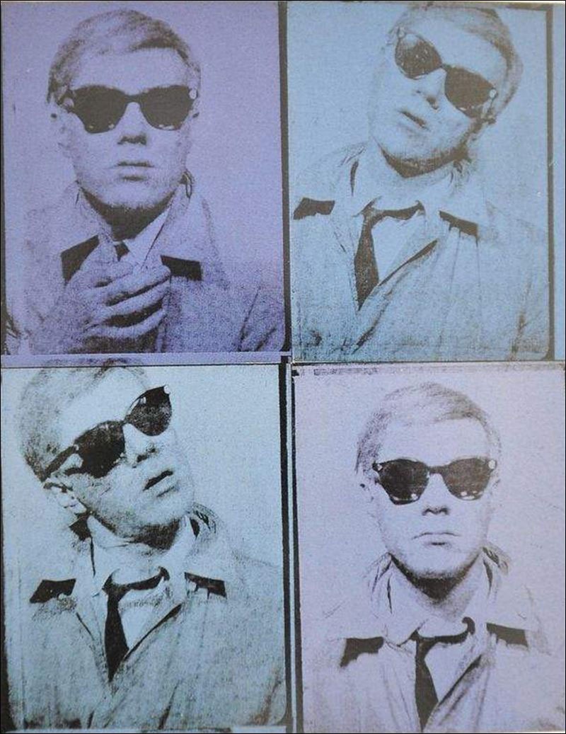 Andy Warhol, Self-Portrait, 1963–64. Four panels, each posed slightly differently, head and shoulders