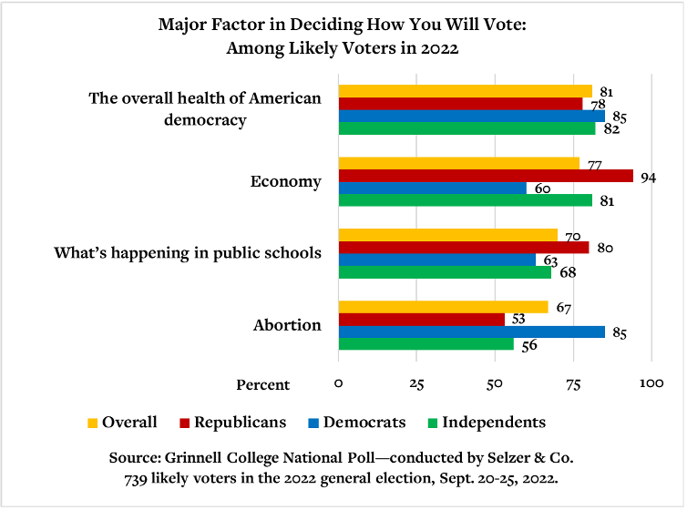 Graph showing major factors for Americans in deciding how to vote