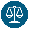 Icon representing equity; judicial scales