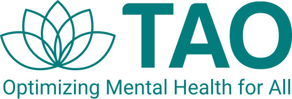 TAO logo. Text under logo states: Optimizing Mental Health for All