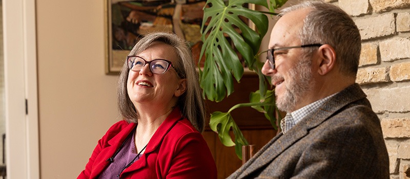 President Anne F. Harris and Professor of Art History Michael Mackenzie