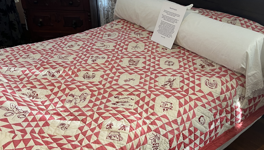 A red and white quilt