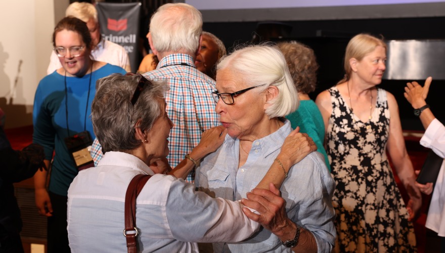 two women embracing at reunion