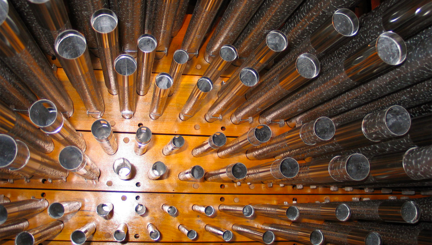 A view of the organ pipes from above