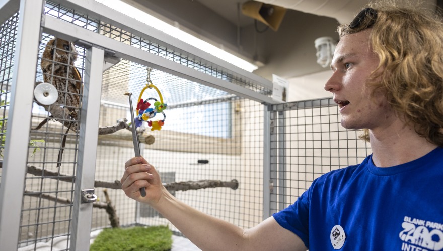 zoo intern with owl