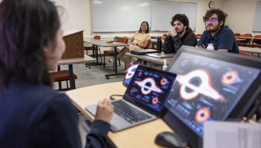 students studying black hole in summer MAPS course sitting in classroom
