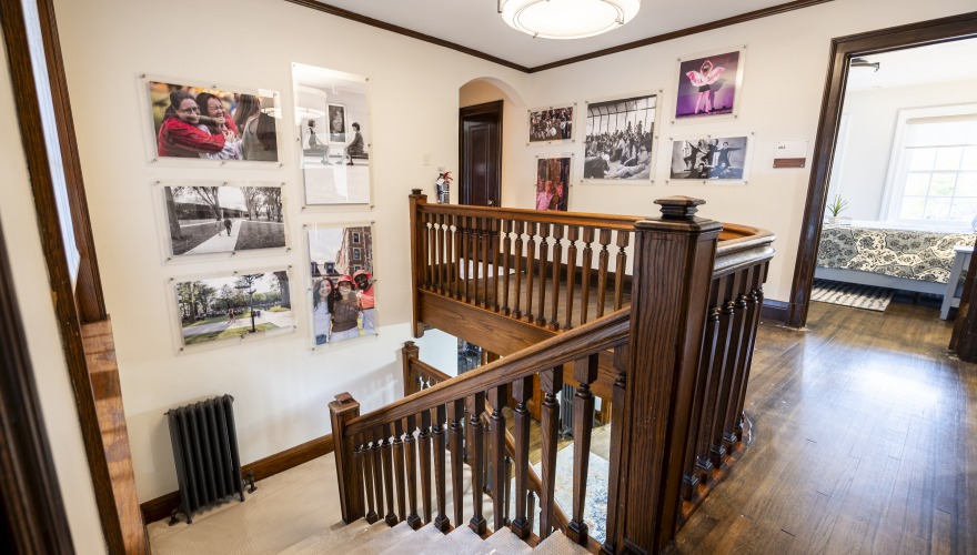 Staircase at Hannah House with photos