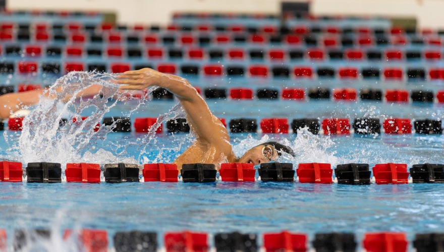 Men's swimmer during a freestyle race