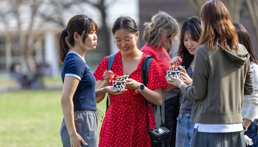 women enjoying ice cream